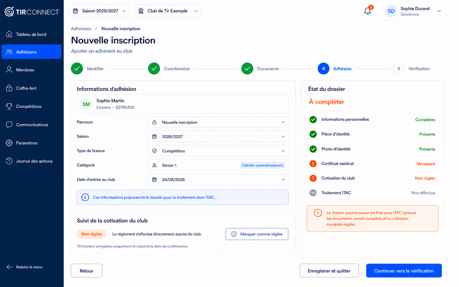 État du dossier et suivi de cotisation dans TirConnect
